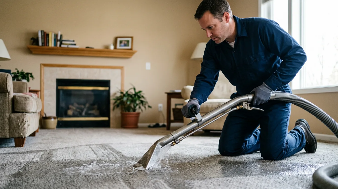 Water damage restoration technician working near Asbury, NJ